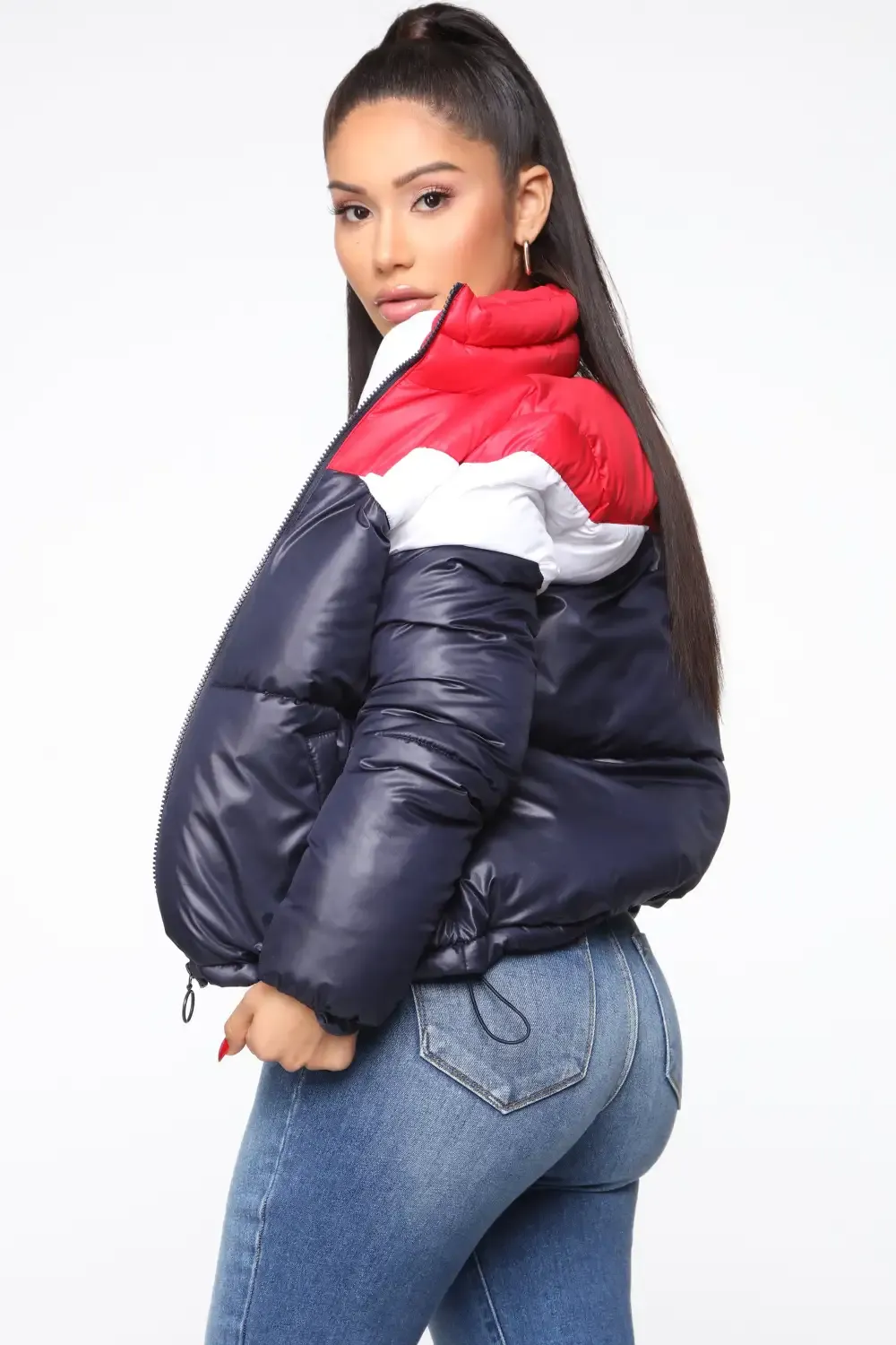 Rain Won't Stop Me Puffer Jacket - Navy/combo