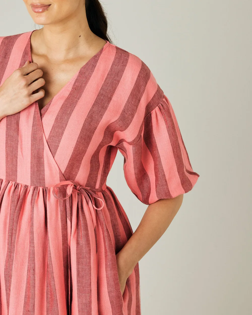 BLUSH STRIPE LINEN DRESS