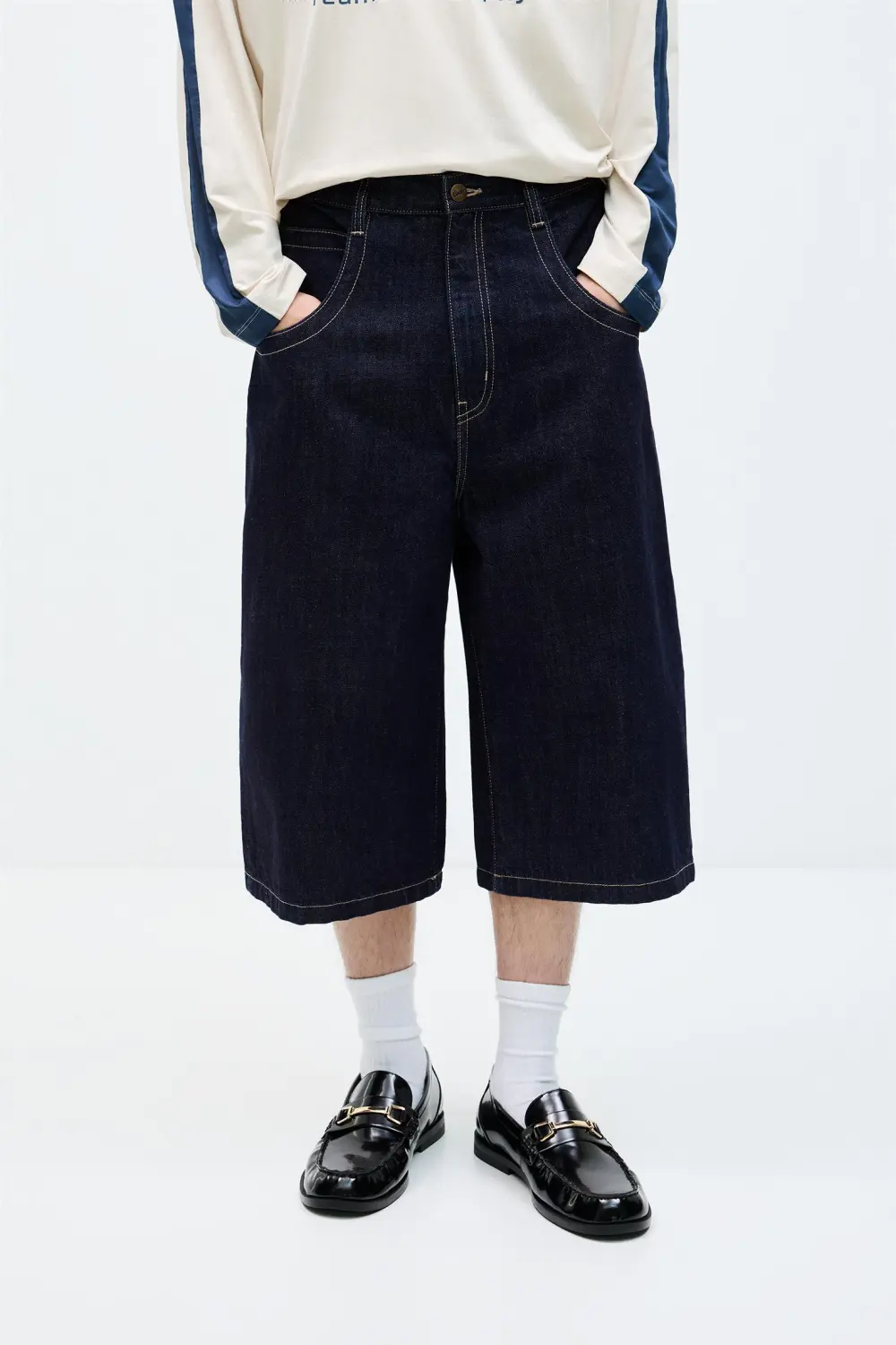 Super baggy STWD denim Bermuda shorts