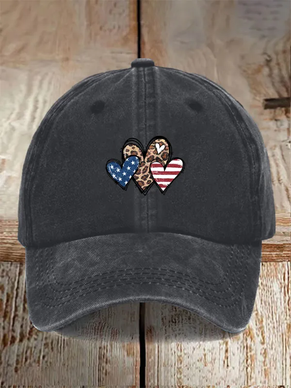 Men And Women'S Heart-Shaped Patterned Baseball Cap