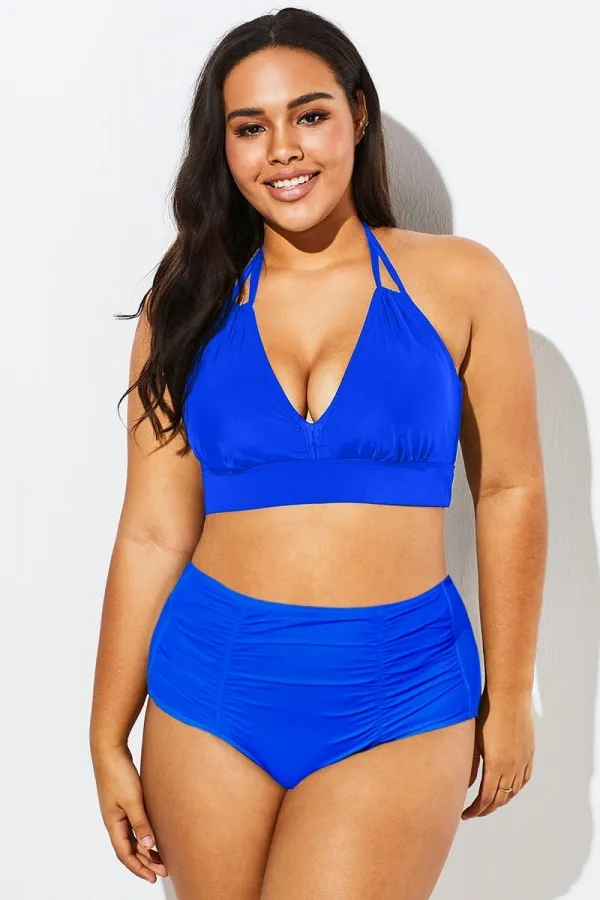 Gorgeous Printed V-Neck Halter Sexy Bikini Top