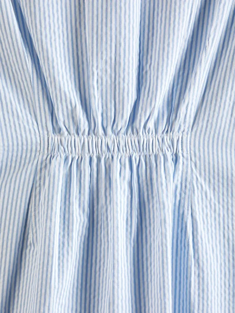 Striped Seersucker Shirt Dress