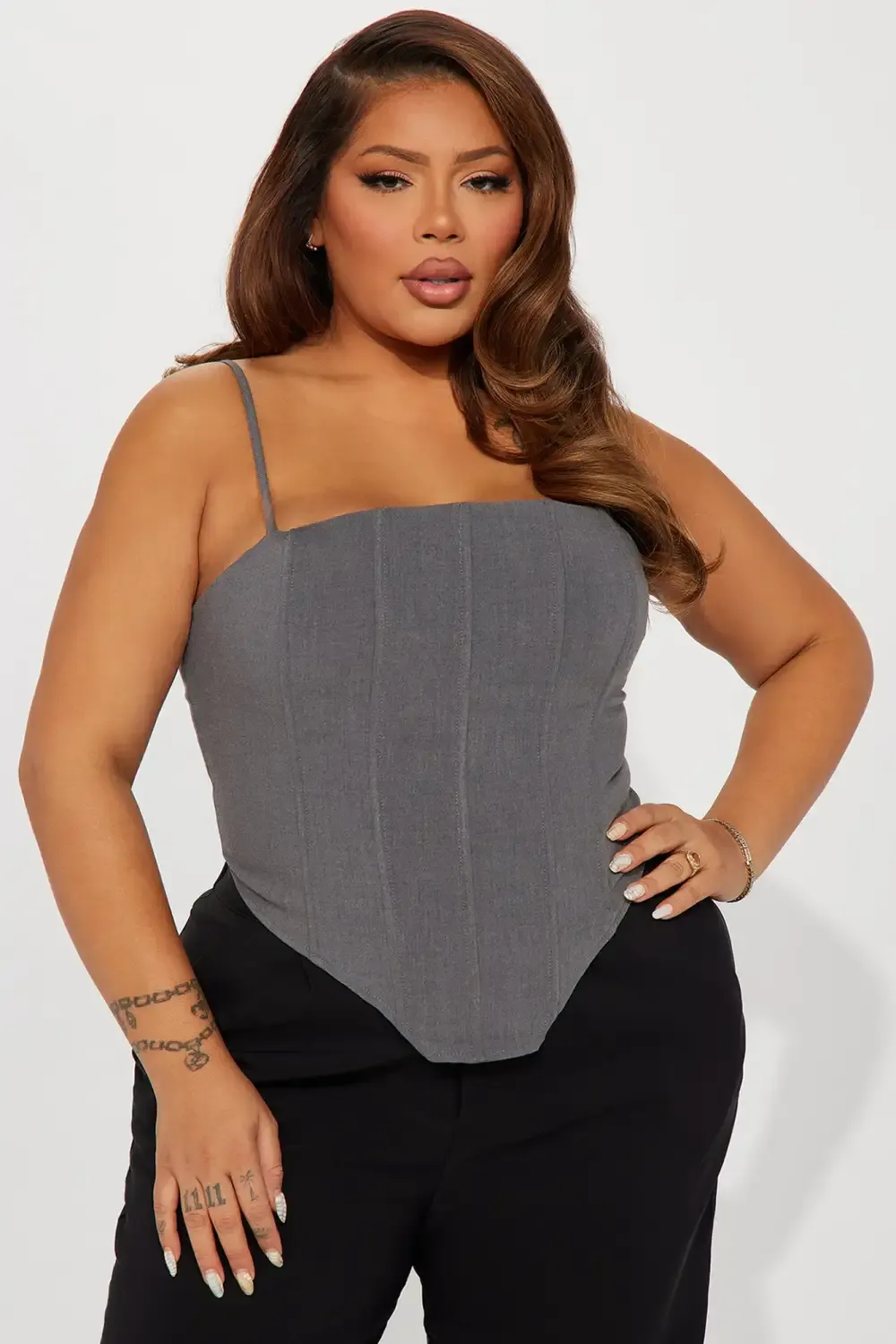 A Jackpot Corset Top - Grey