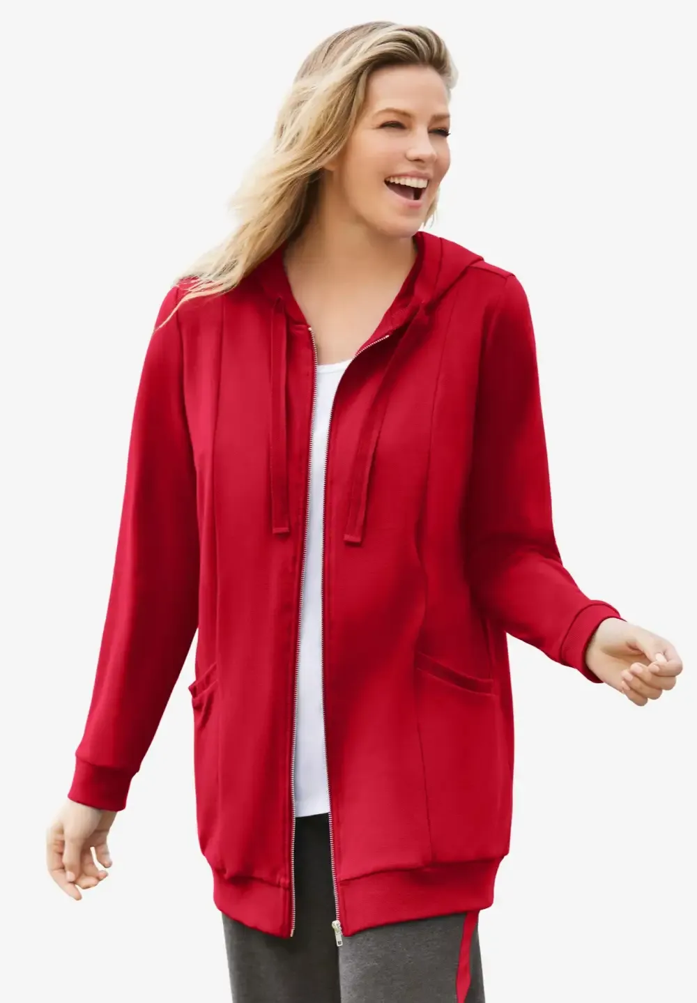 Zip Front Tunic Hoodie Jacket