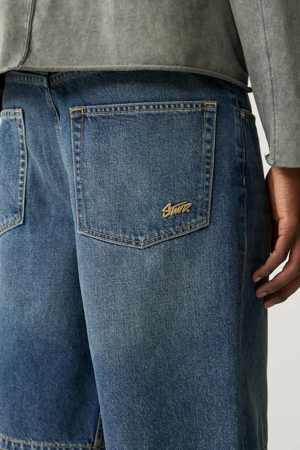 Baggy denim Bermuda shorts