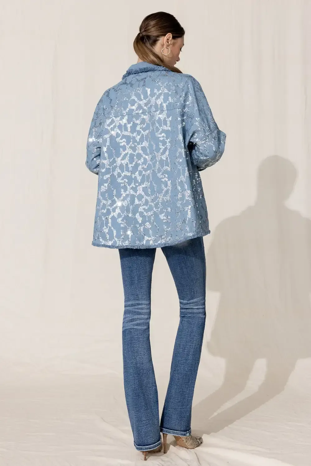 Oversized Sequin Denim Jacket