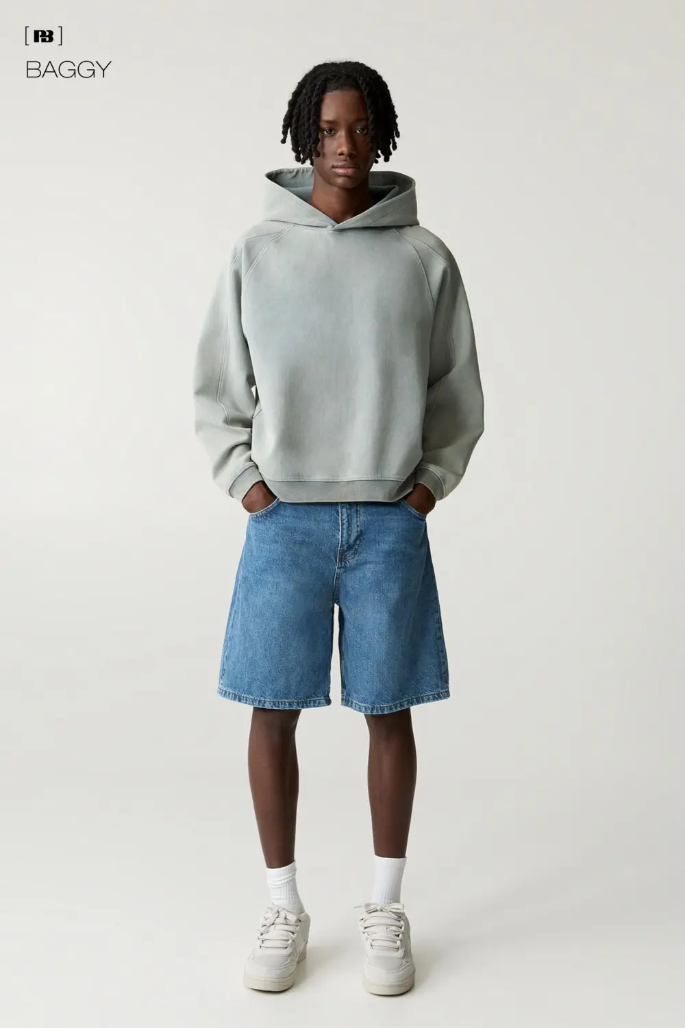 Baggy denim Bermuda shorts