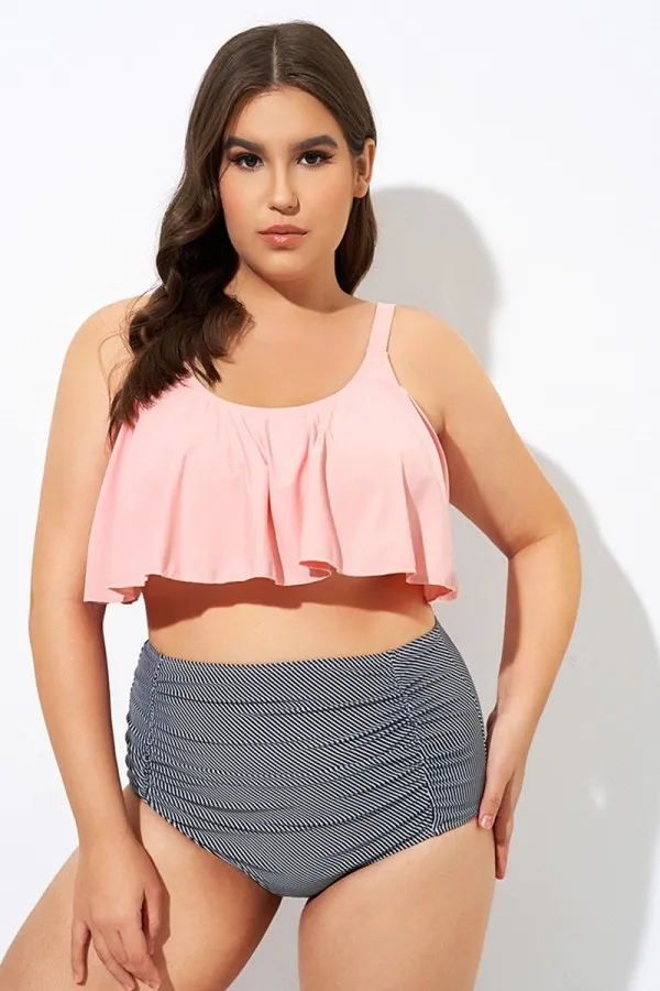 Black Sexy Scoop Neck High Waist Bikini Set