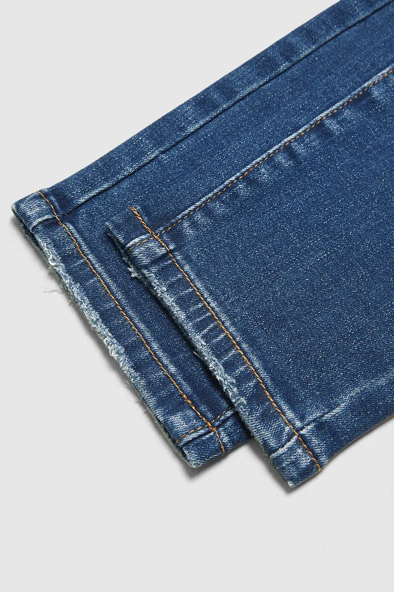 Wash Raw Hem Mid Rise Skinny Jeans