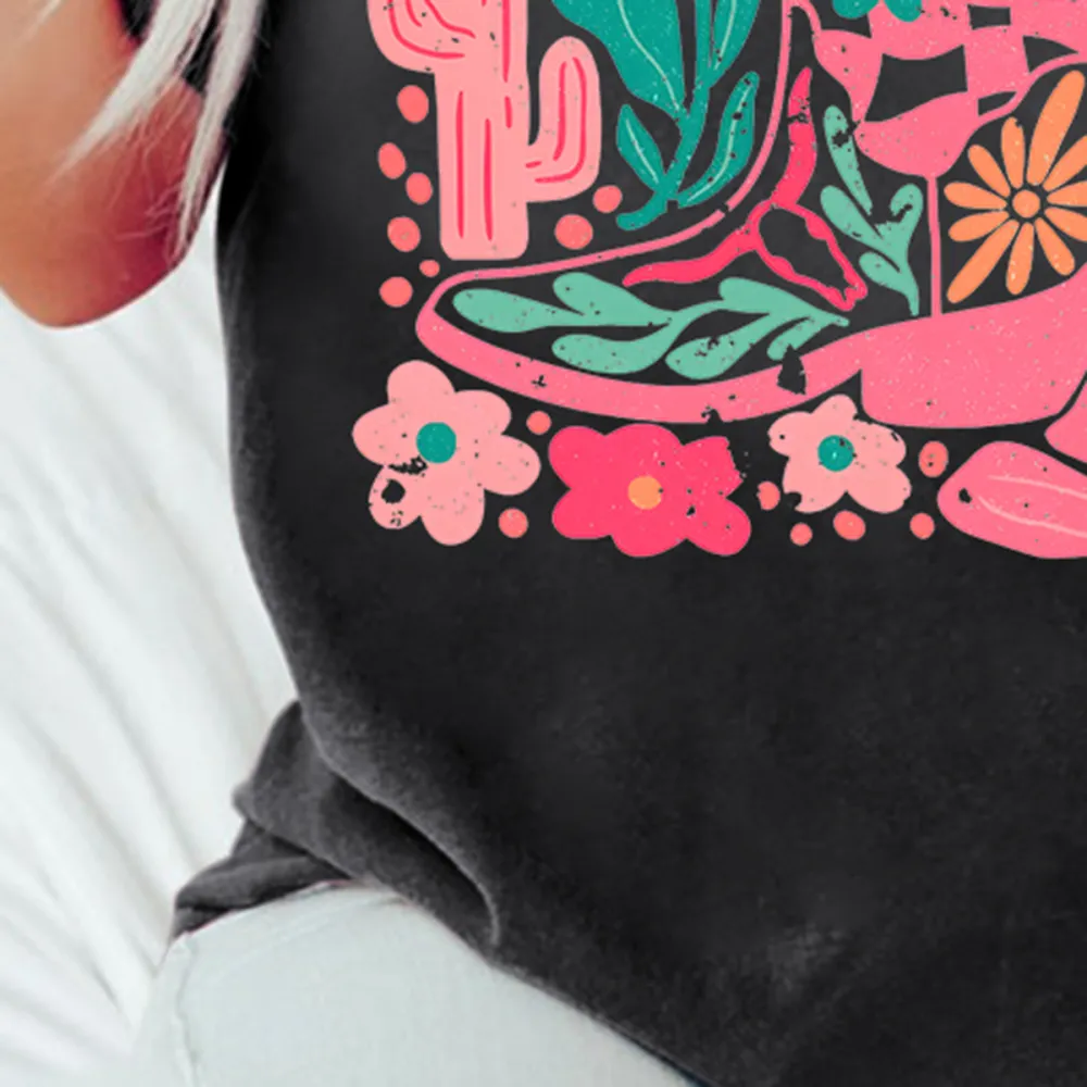 Women's Tropical Plant Print Short-Sleeved Top