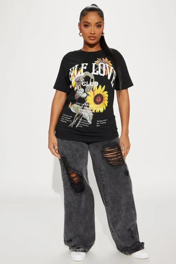 Self Love Sunflower Short Sleeve Tee - Black