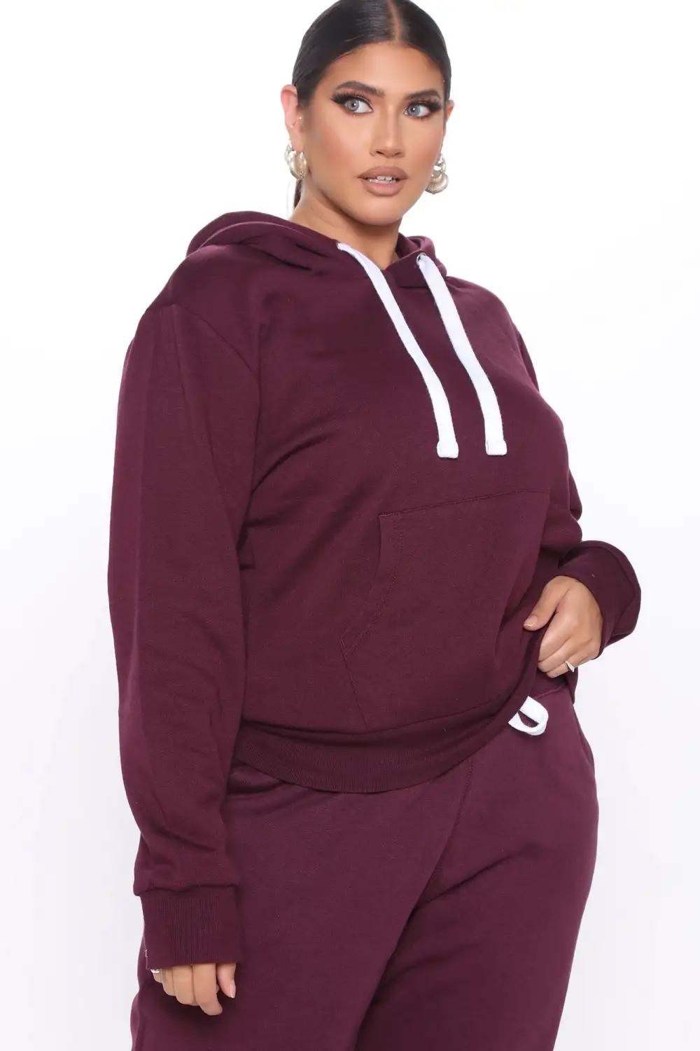 Relaxed Vibe Solid Hoodie - Plum