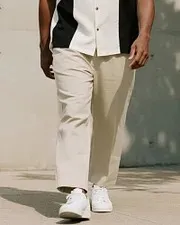 Big & Tall Men's Business Short Sleeve Shirt and Pants Suit