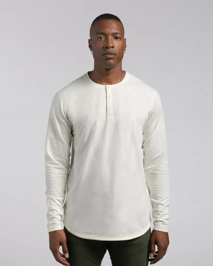 Henley Drop-Cut Long Sleeve: Lux