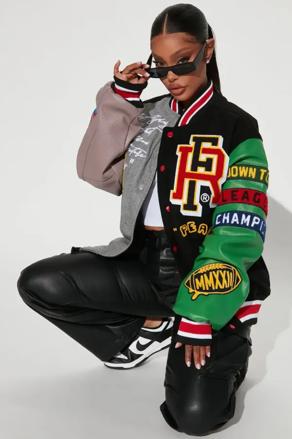 Bright Future Varsity Jacket - Black/combo