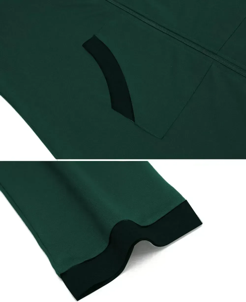 Women Zipper Robe 3/4 Sleeves Loungewear Dress Full Length Sleepwear Pockets Housecoat Nightgown Long Bathrobe