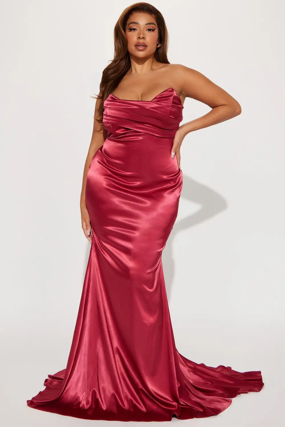 Naomi Satin Maxi Gown - Wine