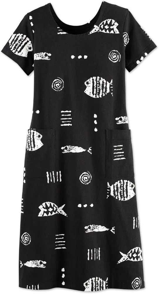 M.MAC Rock Fish Cotton Knit Mid-Length Dress With Pockets
