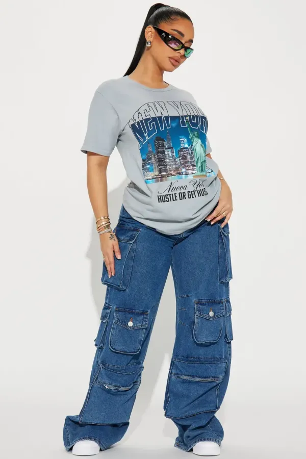 NY Hustle Or Get Hustled Short Sleeve Tee - Grey/combo