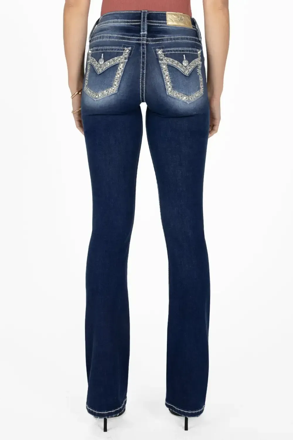 Aztec Stitch Border Bootcut Jeans
