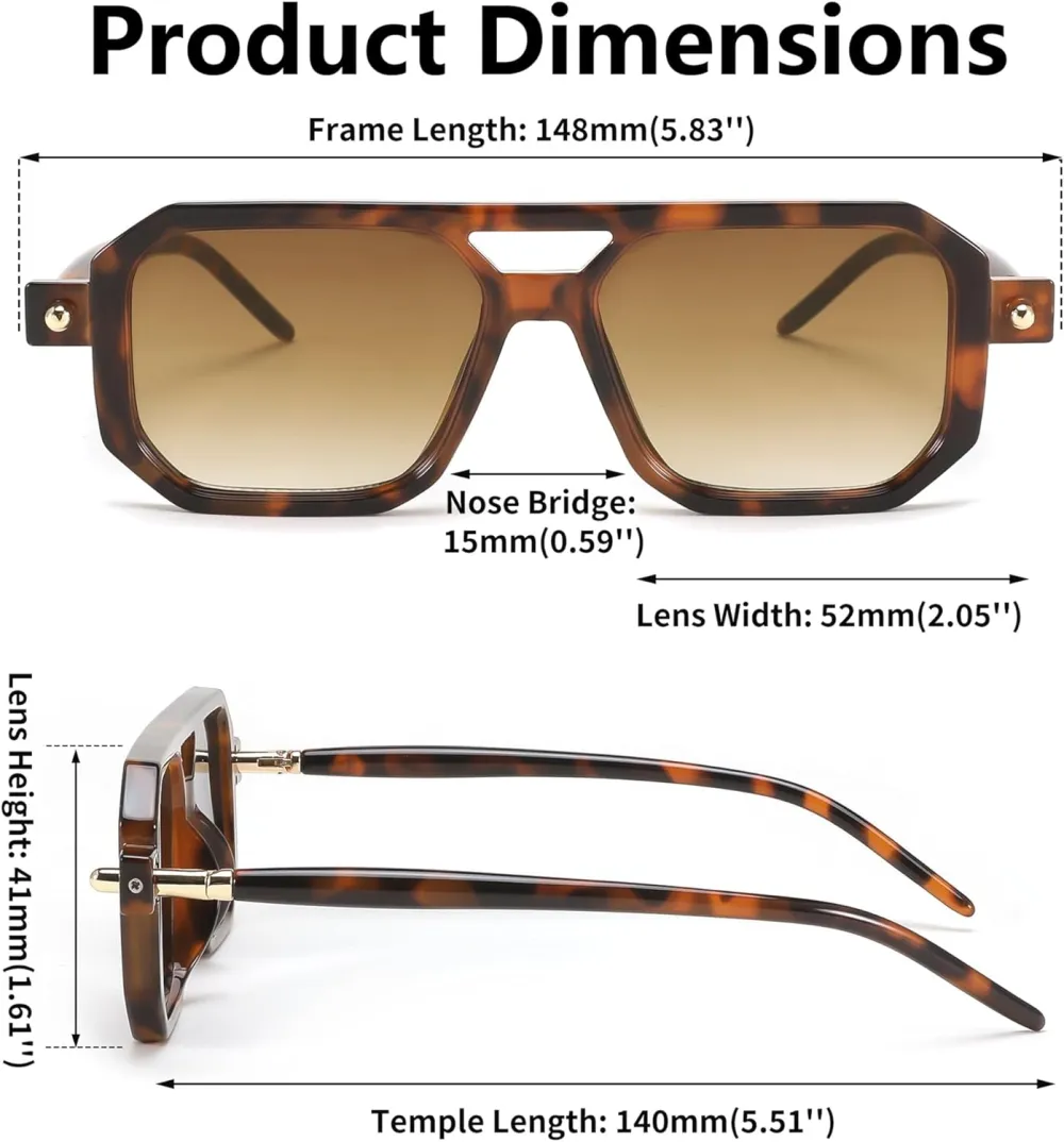 FEISEDY Vintage Square 70s Flat Aviator Sunglasses Women Men Classic Retro Stylish Frame UV400 Sunglasses B2622