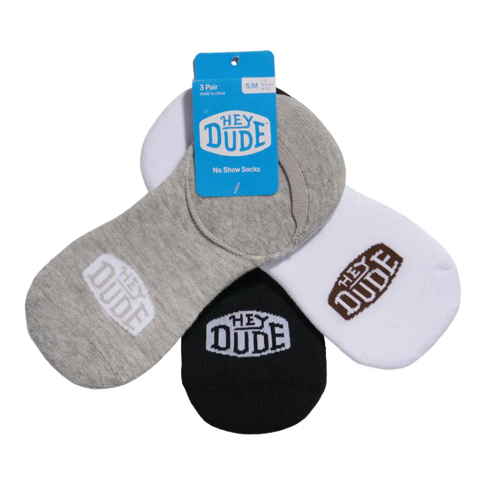（📢Limit one pack per person）HEYDUDE No Show Sock 3 Pack - Multi Grey/White/Black