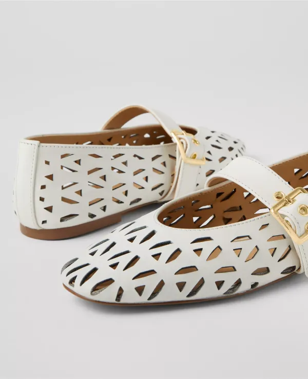 Perforated Buckle Ballet Flats