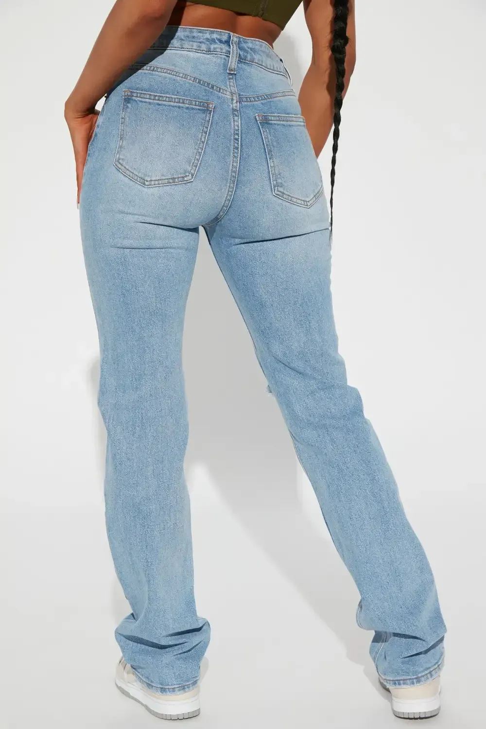 Daredevil Ripped Straight Leg Jeans - Light Blue Wash