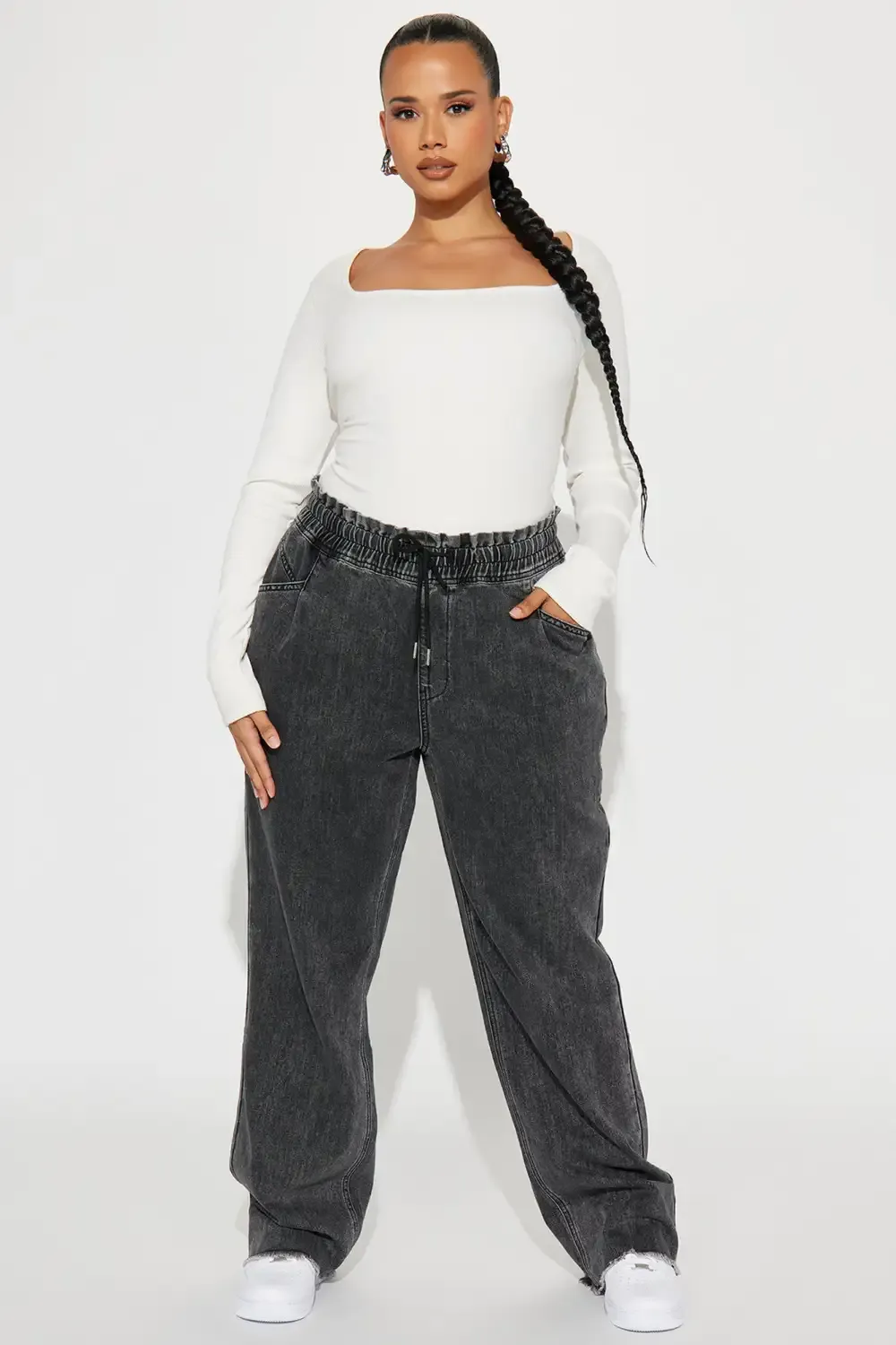 Nelly Non Stretch Easy Waist Jeans - Black Wash