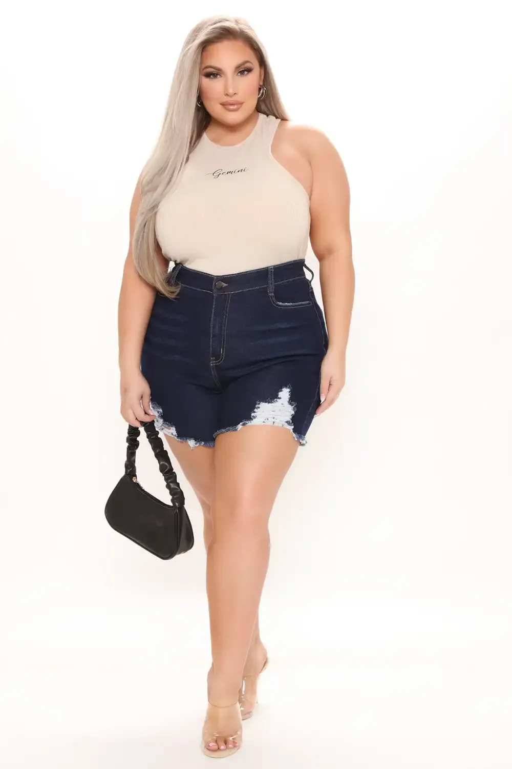 Say It Ain't So Ripped Denim Shorts - Dark Wash