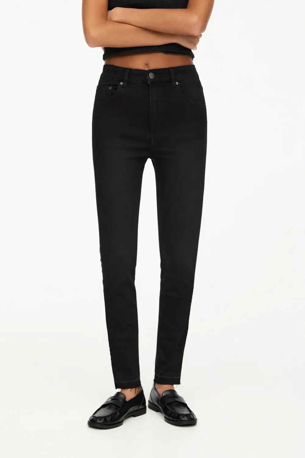 Jeans skinny tiro alto