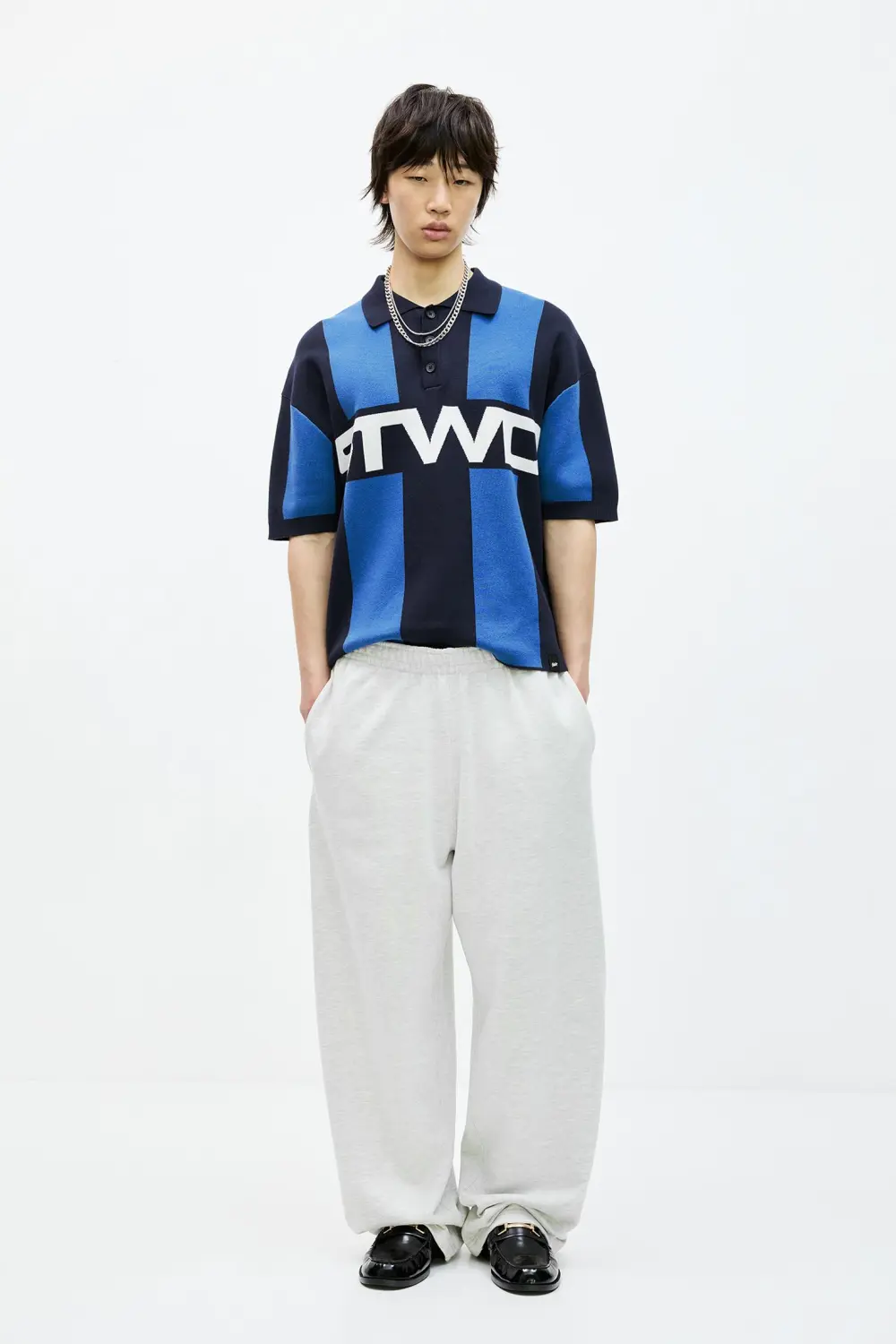 Striped STWD knit polo shirt