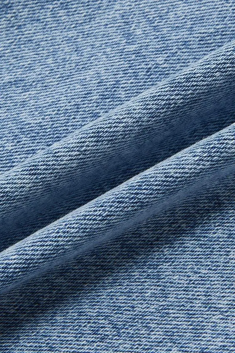 Wash Colorblock Seam Detail Mid Rise Wide Leg Jeans