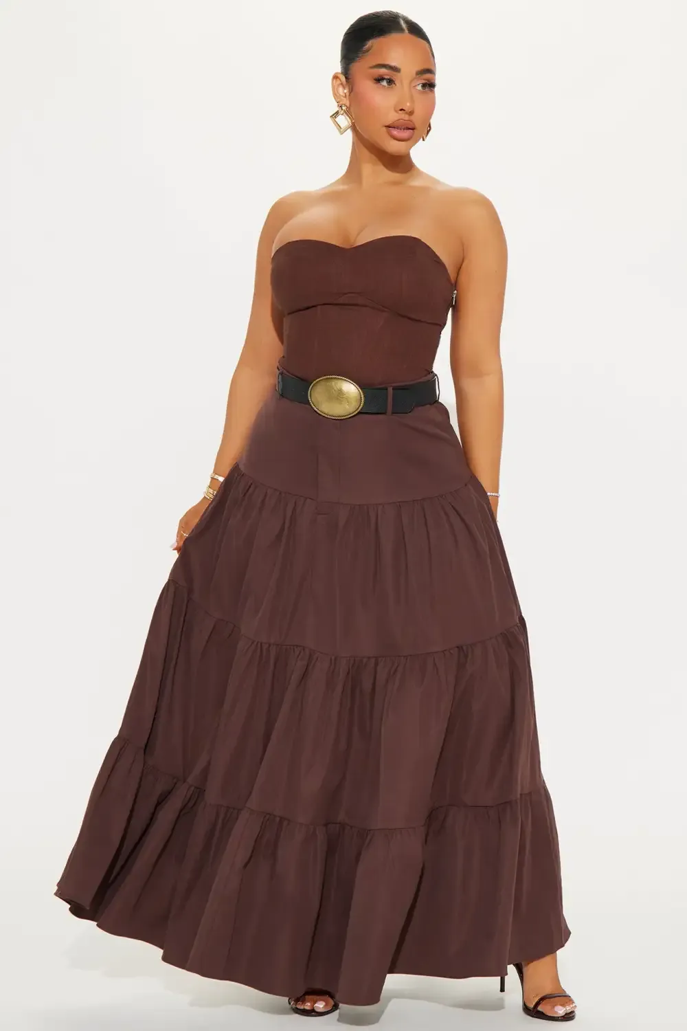 Marina Tiered Maxi Skirt - Chocolate