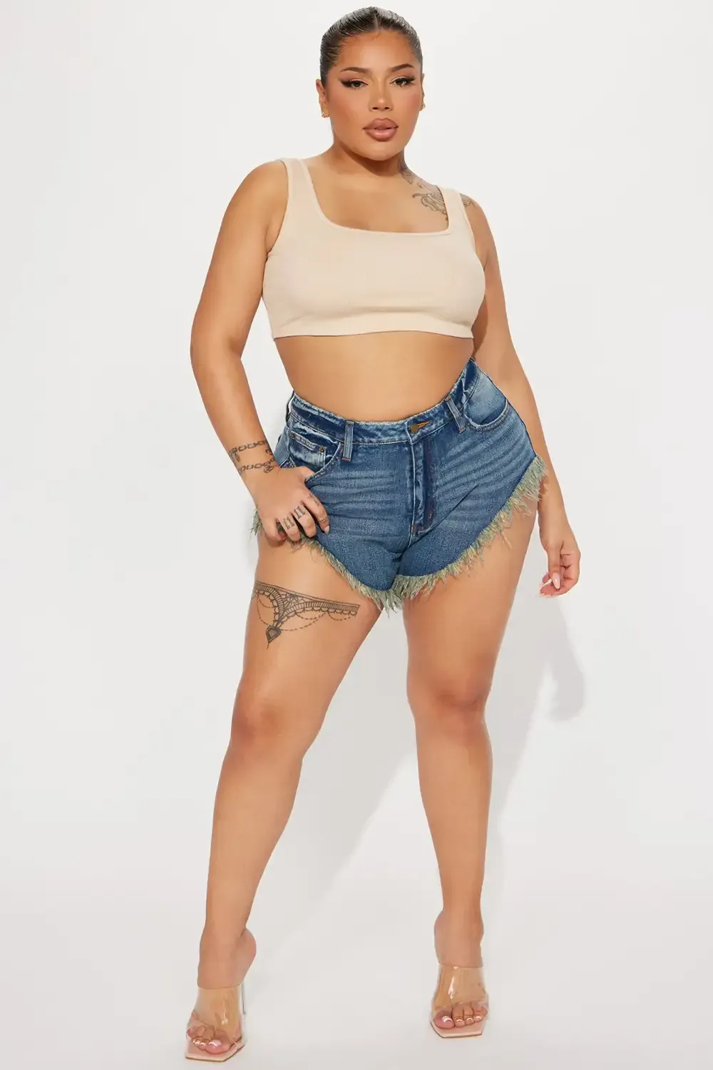 Front Row Ticket Non Stretch Denim Cut Off Shorts - Medium Wash