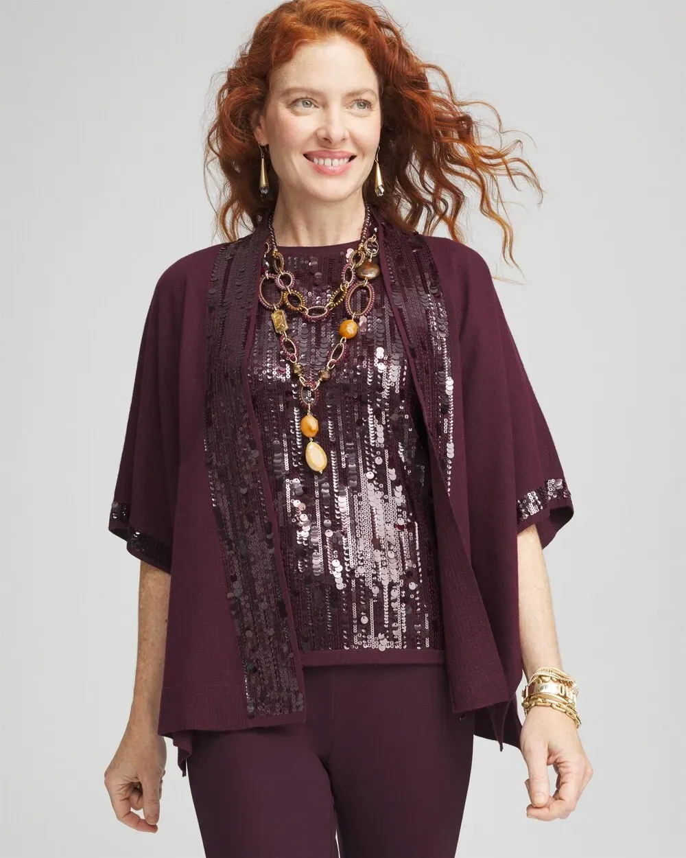 Sequin Placket Ruana