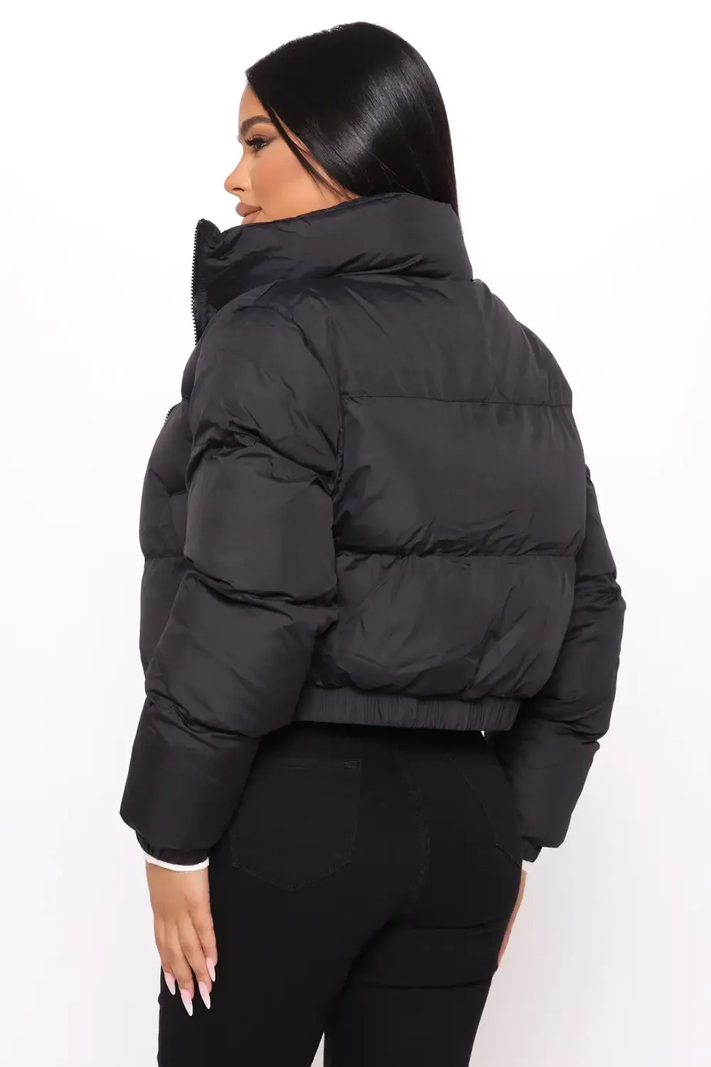 New Cropped Puffer Jacket - Black