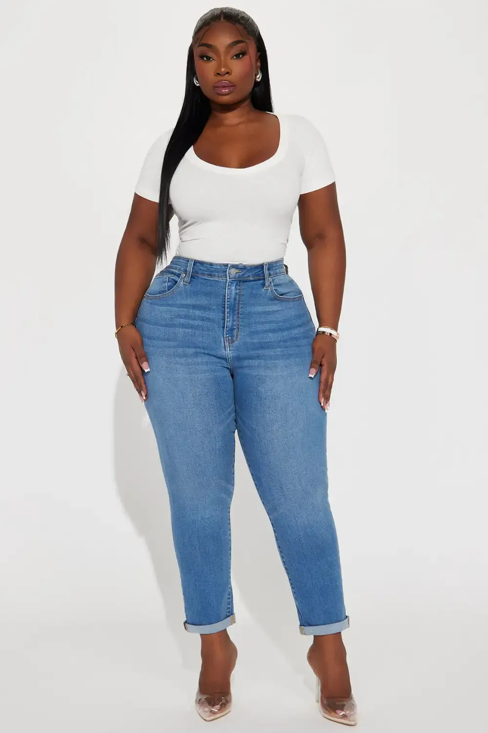 Clara Super Stretch Sculpting Mom Jeans - Medium Wash