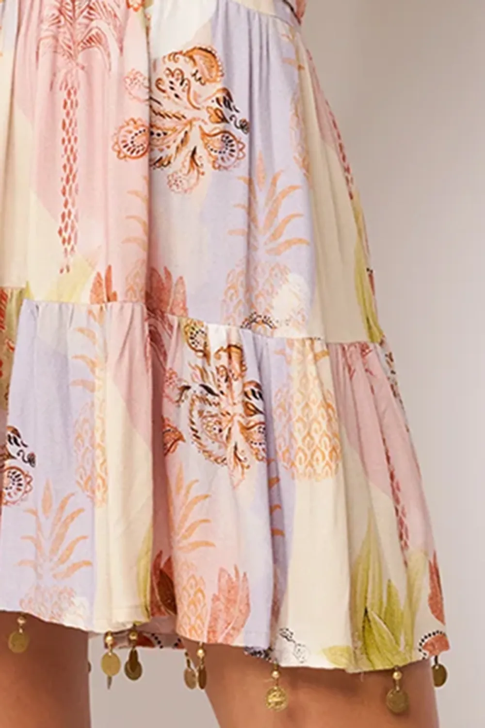 Multicolor Pastel Print Halter Mini Dress