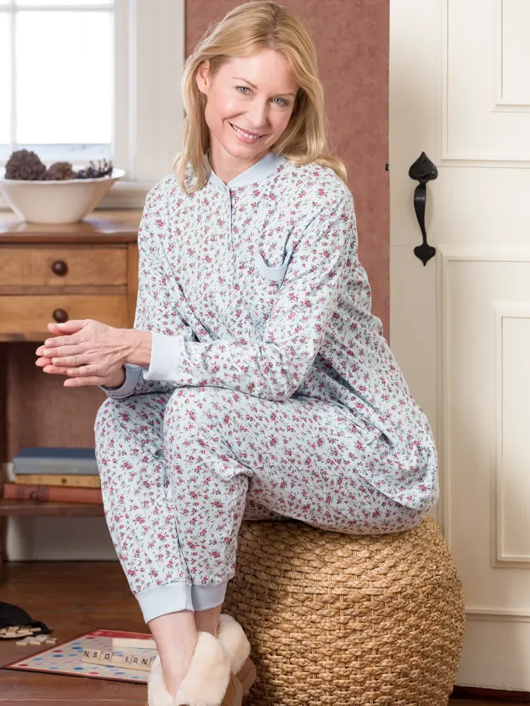 Women's Cotton Jersey Knit Ski Pajama Set
