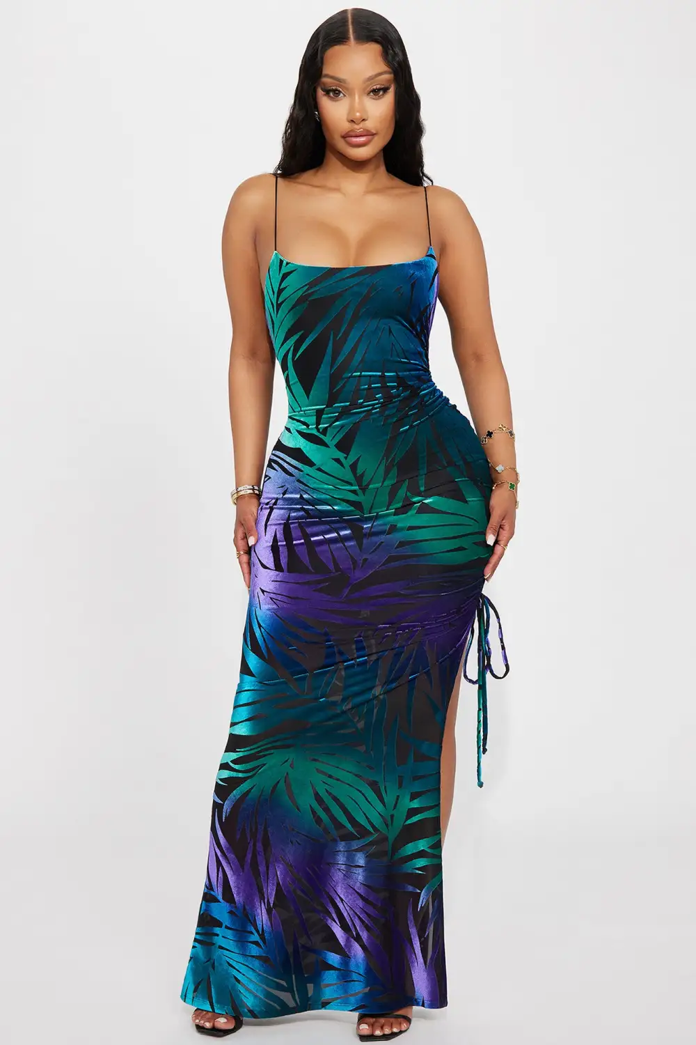 Bianca Mesh Maxi Dress - Green/combo