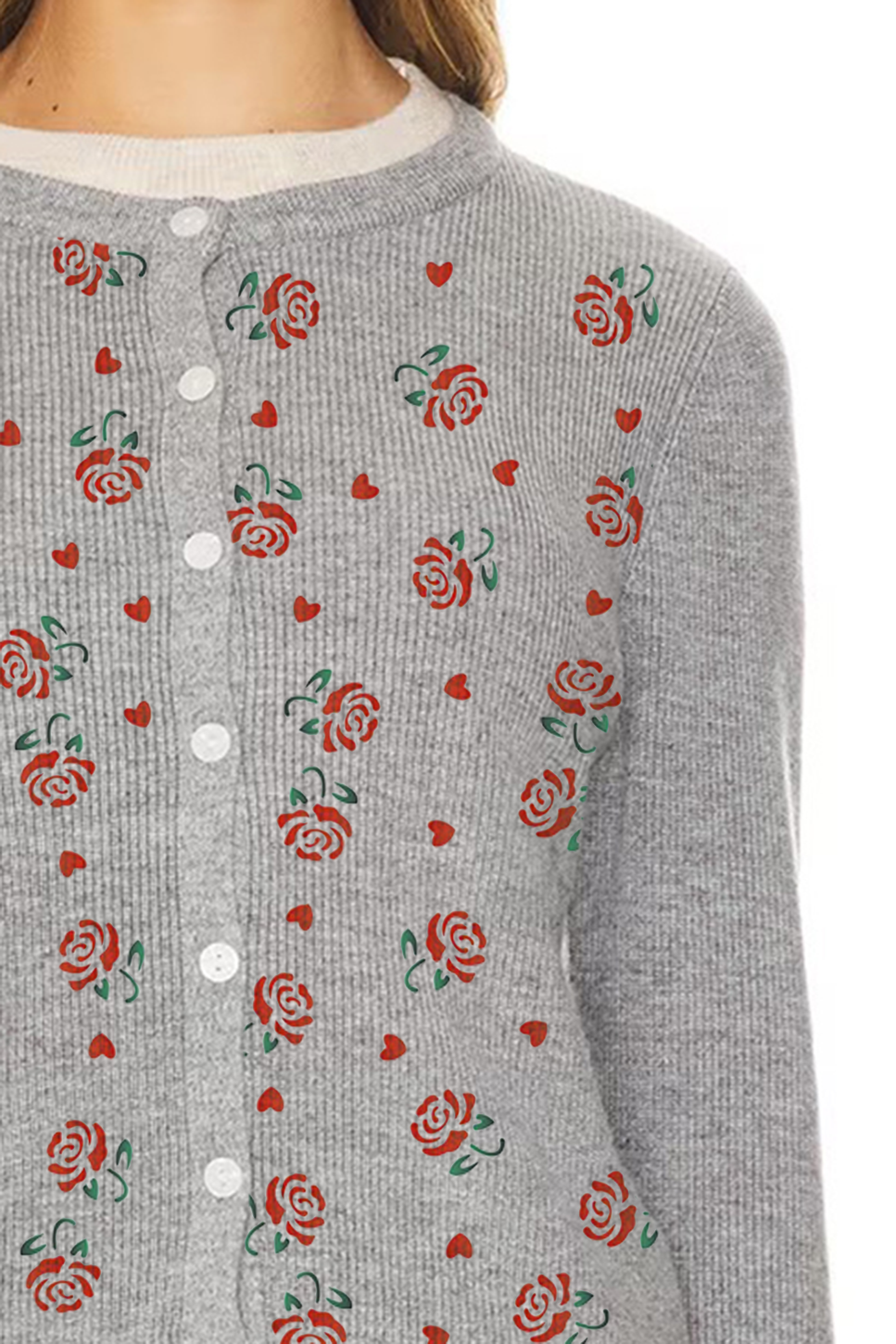 Floral Embroidered Button Front Cardigan