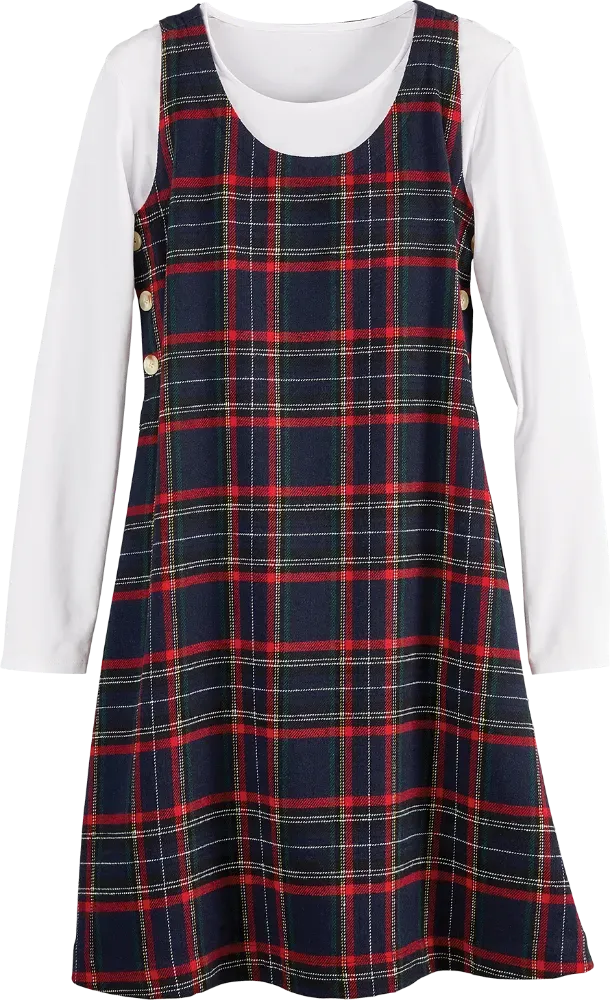 Tartan Side-Button Jumper