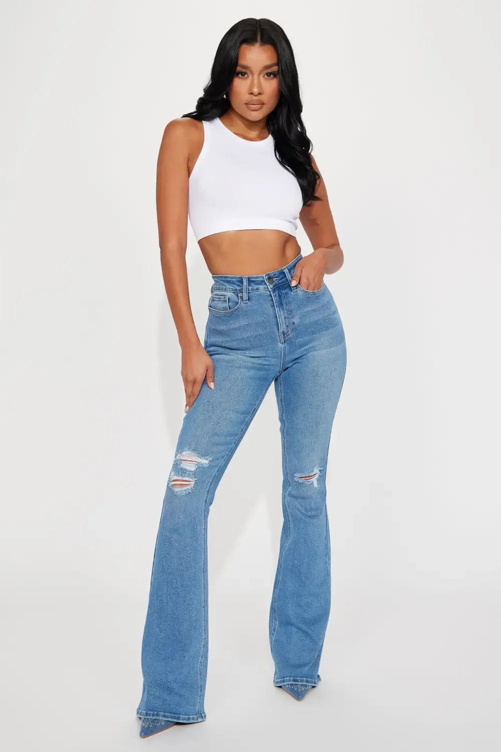 Tall Girl Bye High Rise Flare Jeans - Light Blue Wash