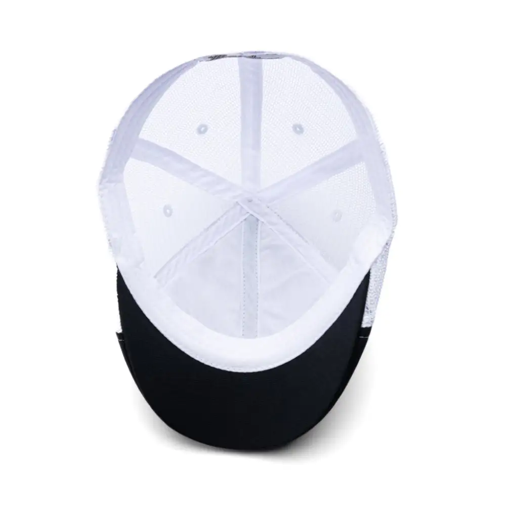 The Mesh Trucker Boston Scally Cap - Black with White
