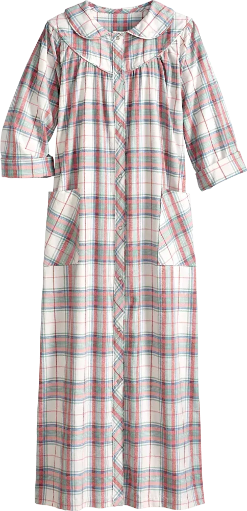 Women's Portuguese Cotton Flannel Snap-Front Robe