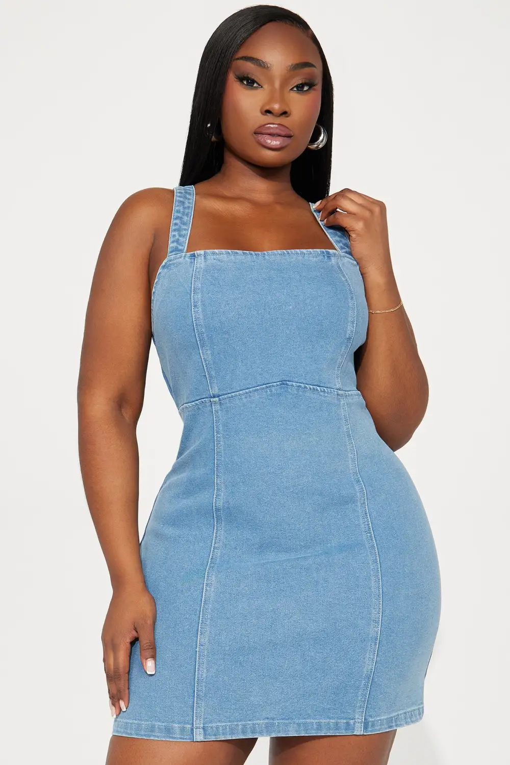 Tara Denim Mini Dress - Medium Wash