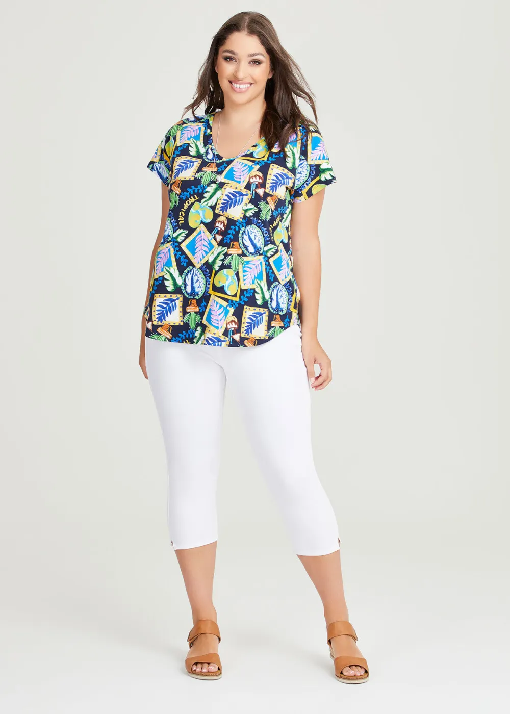 Cotton Tropical Print Top
