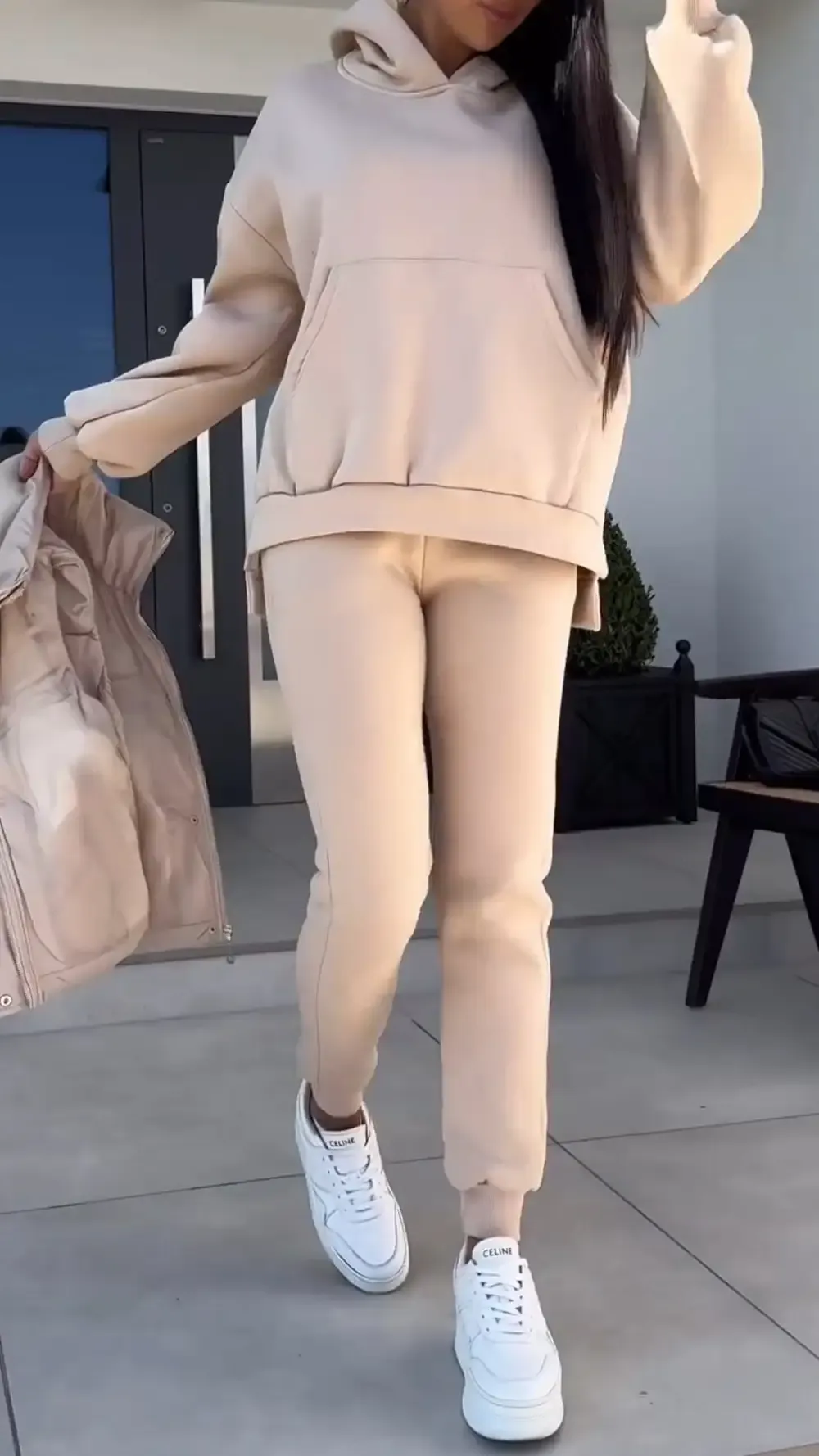 Women's Hooded Long-sleeved Casual Sweatshirt Suit