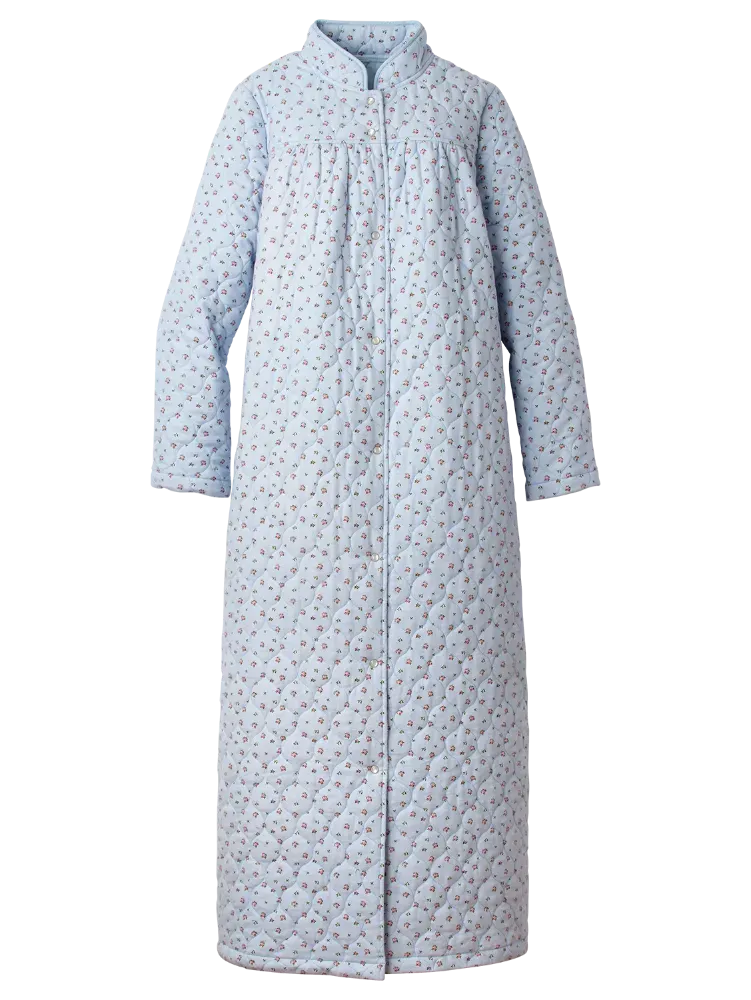 Women's Double-Quilted Long Cotton Flannel Robe